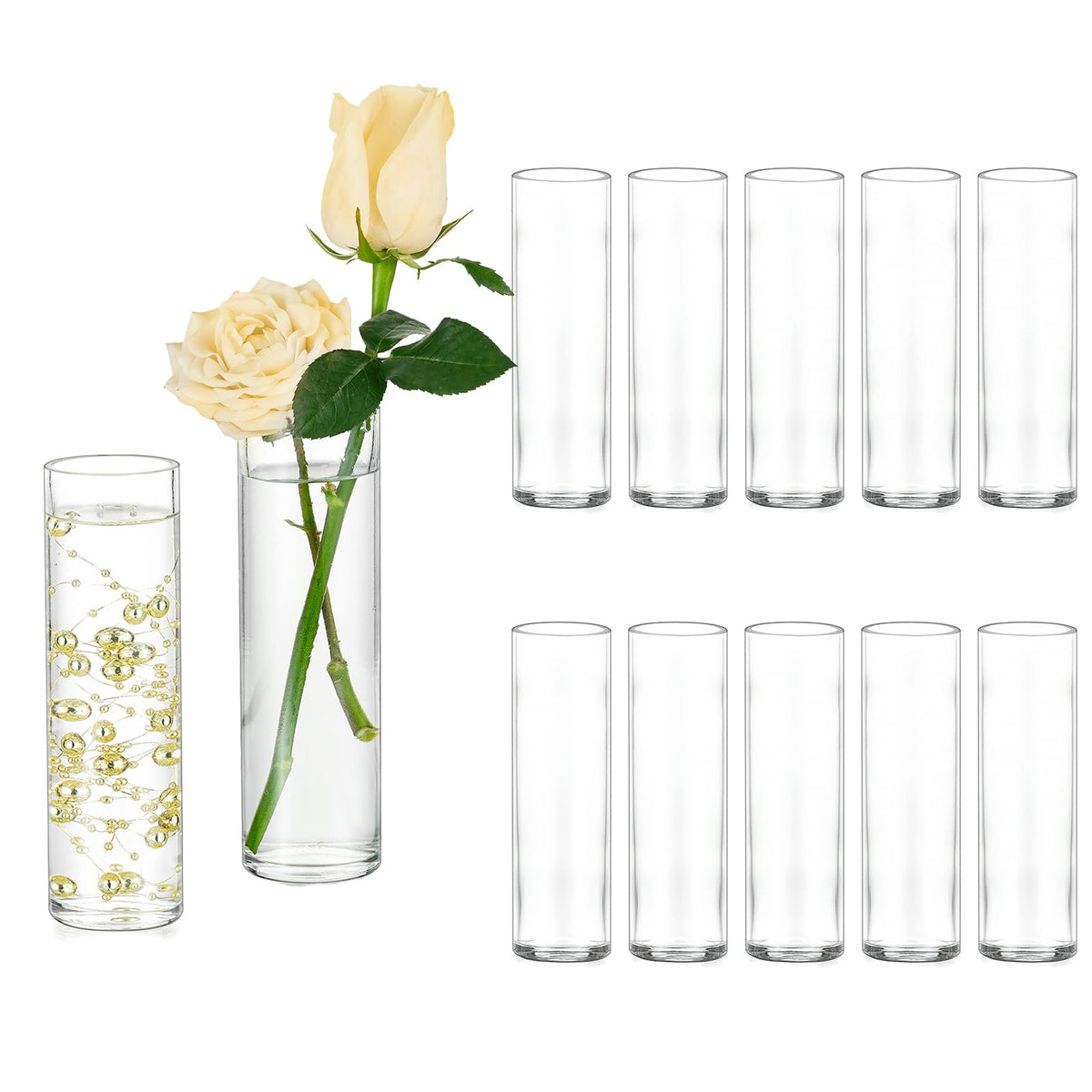 Hewory cylinder bud vase set of 12 – slim silhouette for elegant centerpieces