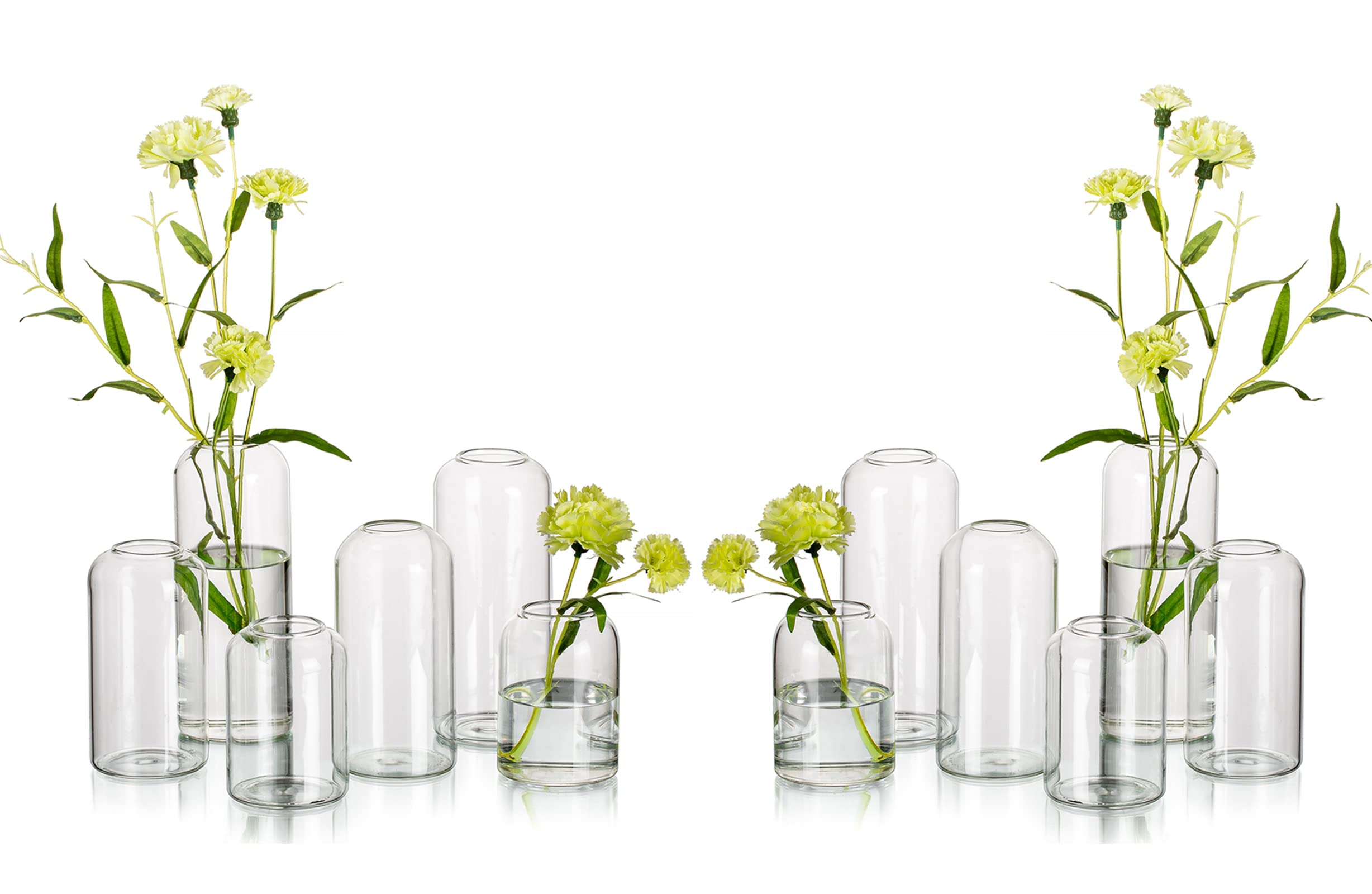 Hewory glass bud vase 12-pack for wedding centerpieces adds elegance.