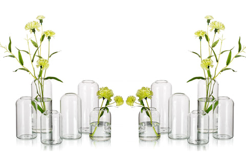 Hewory glass bud vase 12-pack for wedding centerpieces adds elegance.