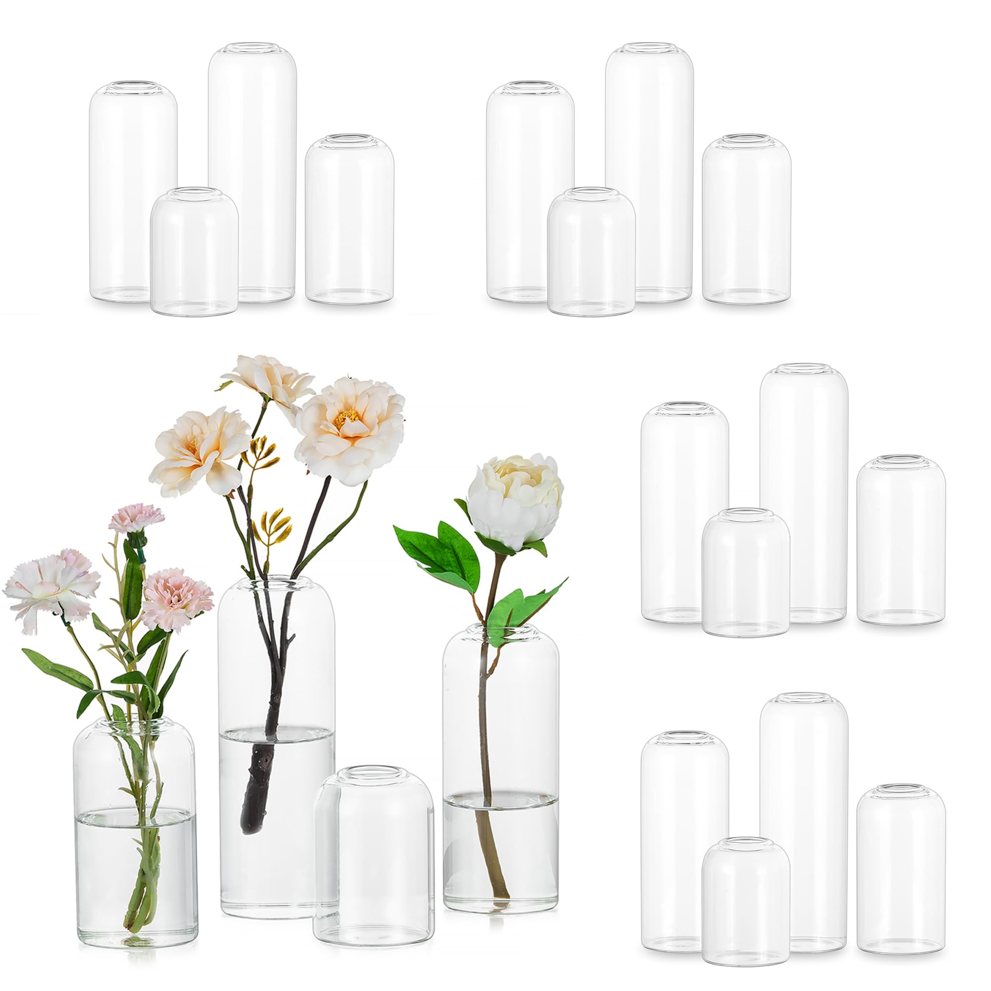 Hewory glass bud vase, 7.9 inches tall, ideal for a striking wedding centerpiece.