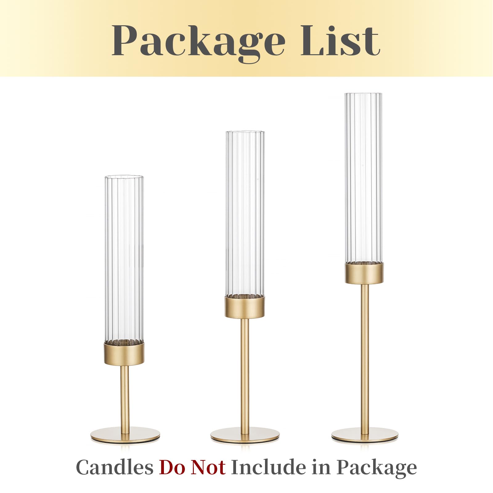 Hewory Gold hurricane candle holders are designed for safety with 7/8 inch taper or LED candles.