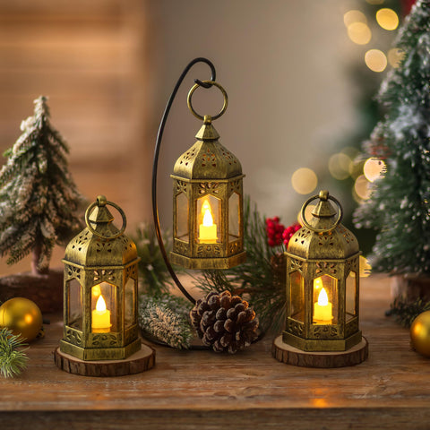 Hewory gold wedding lanterns ideal as tabletop centerpieces.