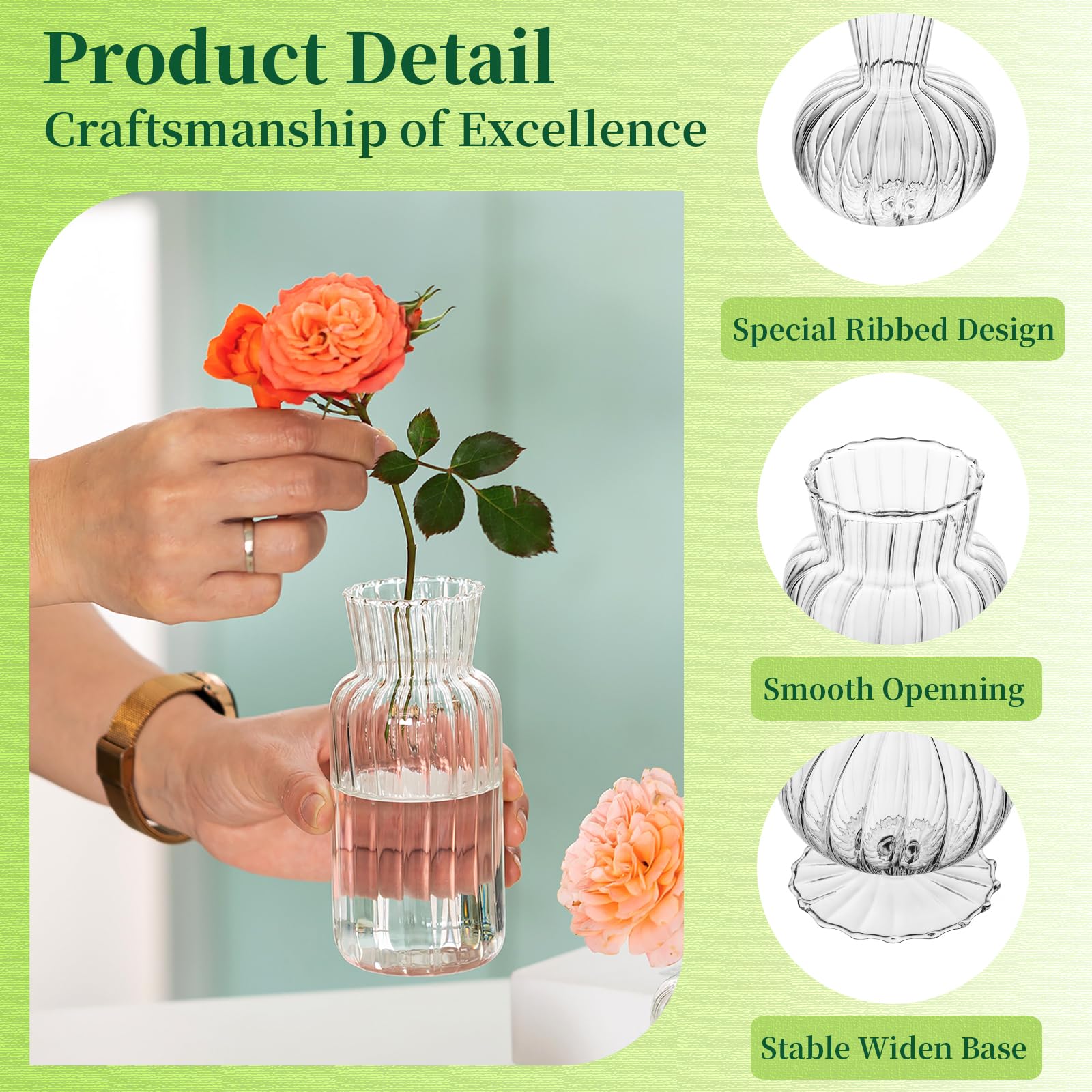 Hewory kitchen dining vase small clear suited for countertop centerpieces.