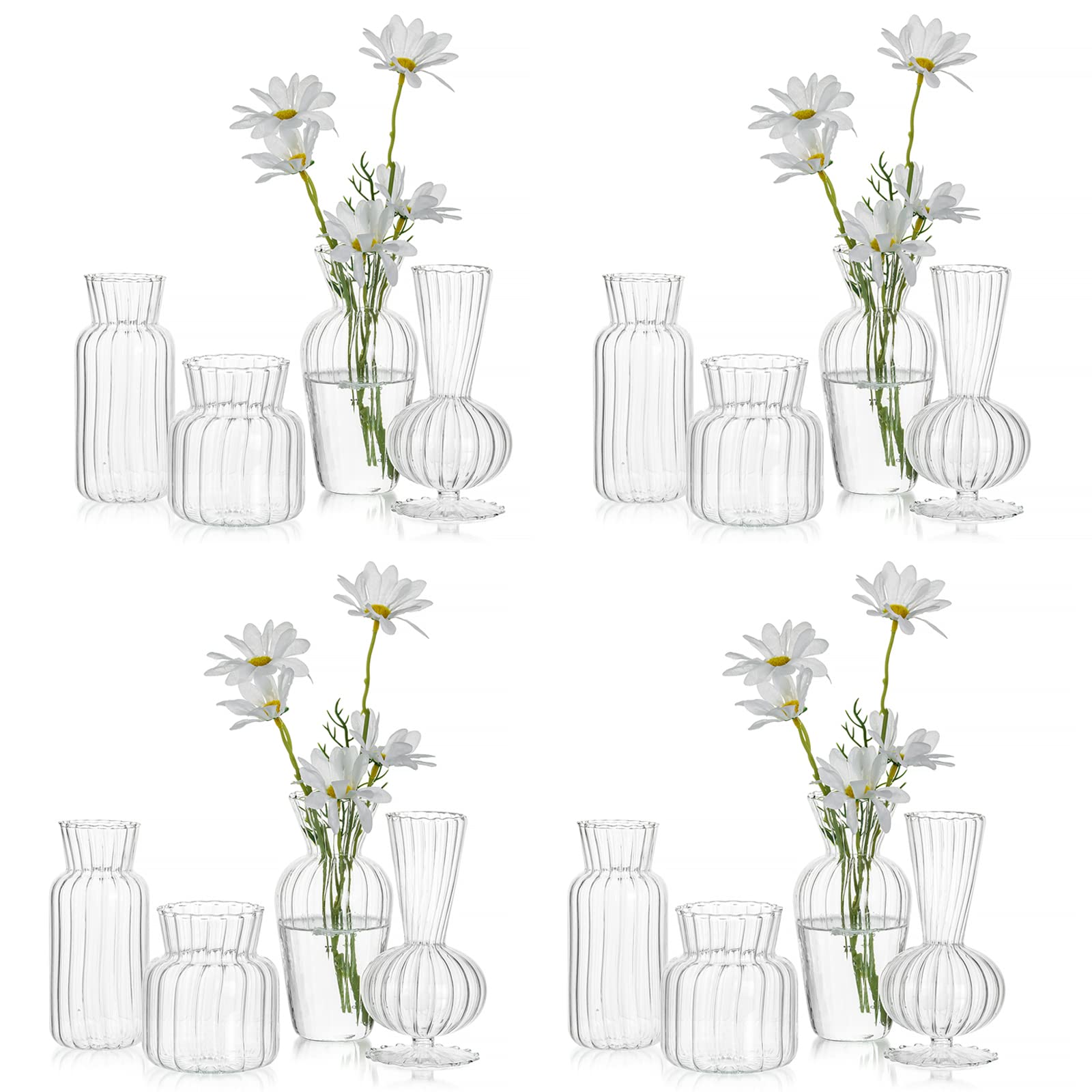 Hewory mini glass vase clear set 6 for elegant centerpieces.