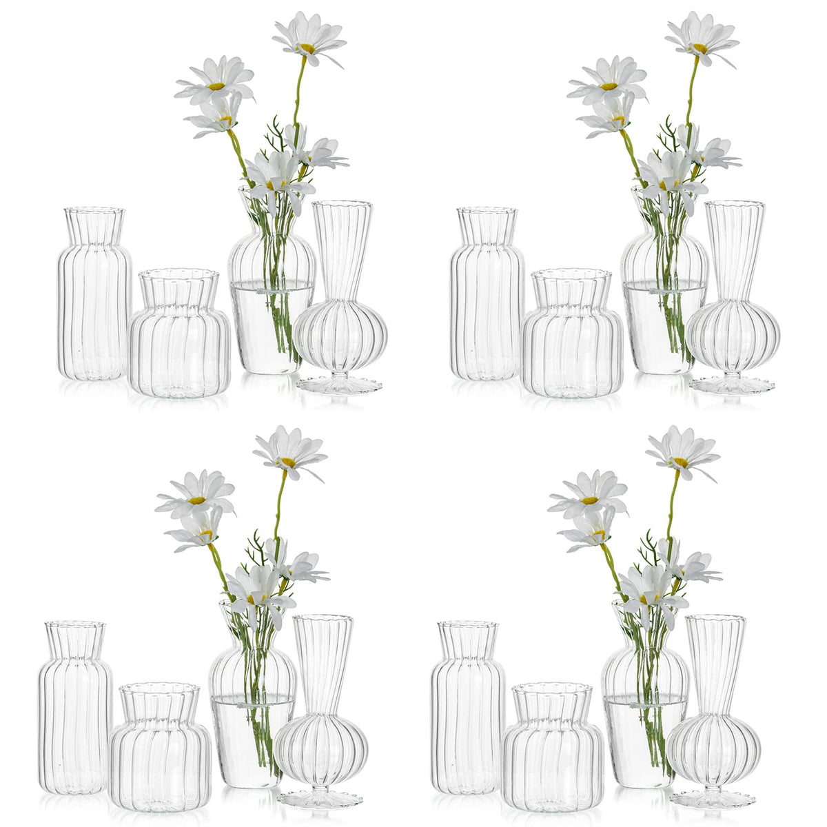 Hewory mini glass vase clear set 6 for elegant centerpieces.