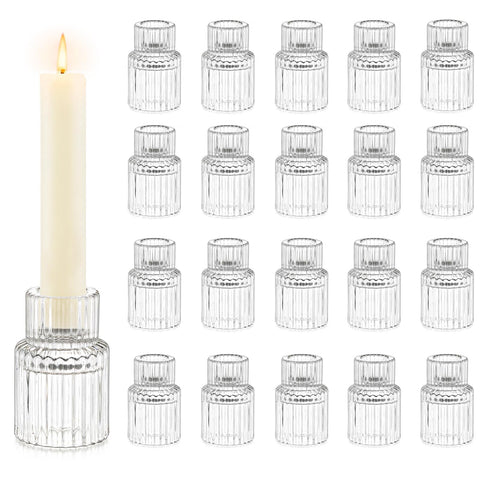 Hewory ribbed glass candle holder for an elegant centerpiece.
