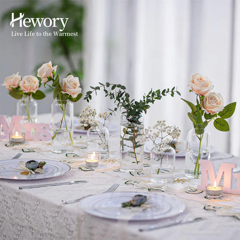 Hewory sleek clear vase sits beautifully on a desk or kitchen nook.