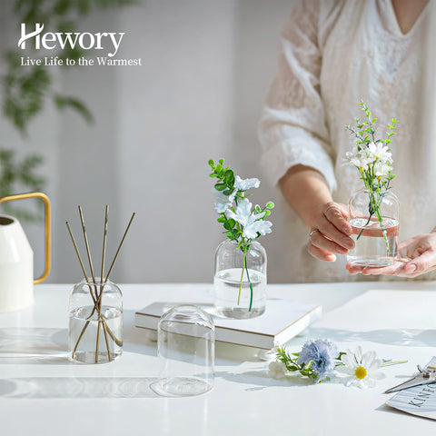 Hewory vase with flowers decor setup showcases clear glass brilliance