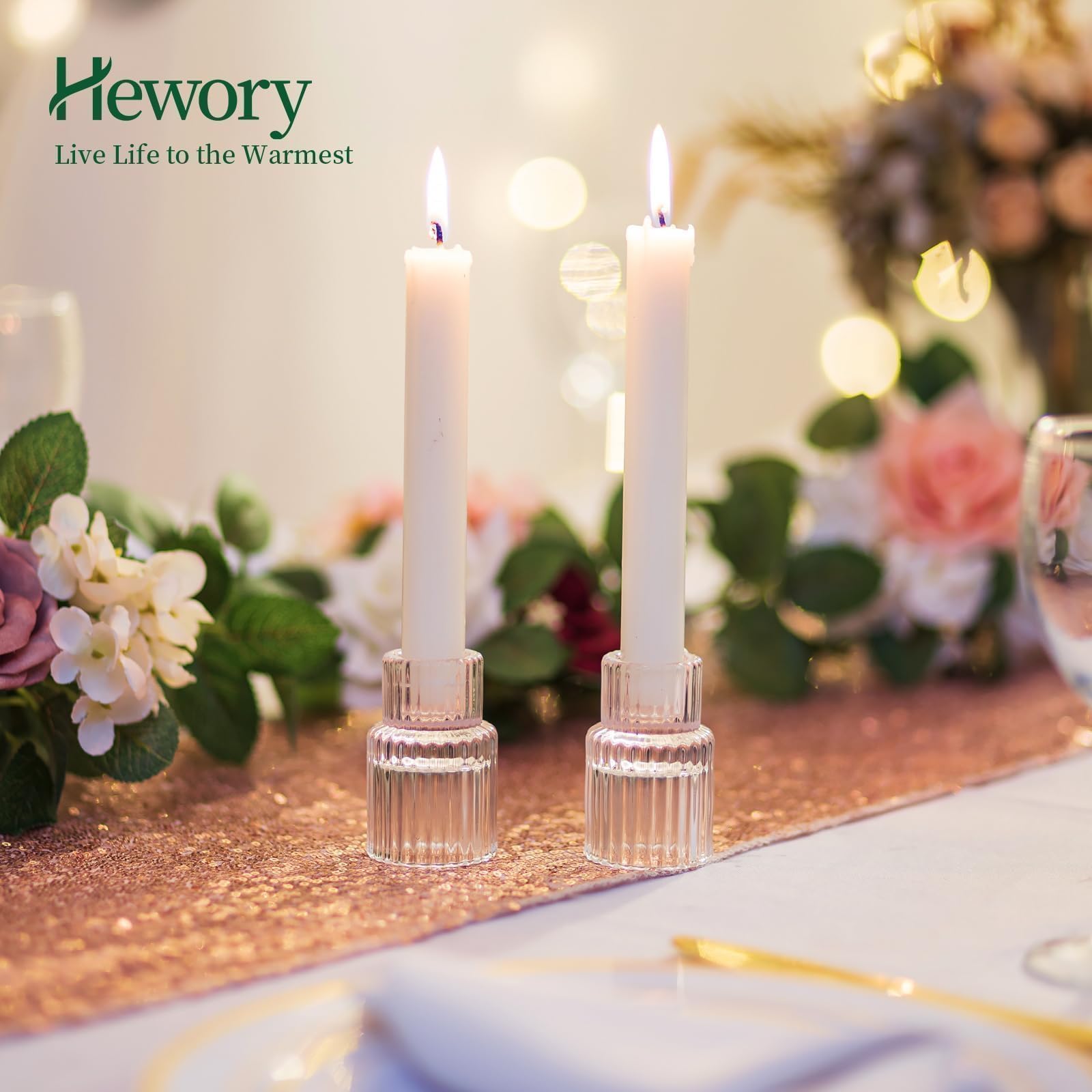 Hewory vintage ribbed candle holder with timeless design.