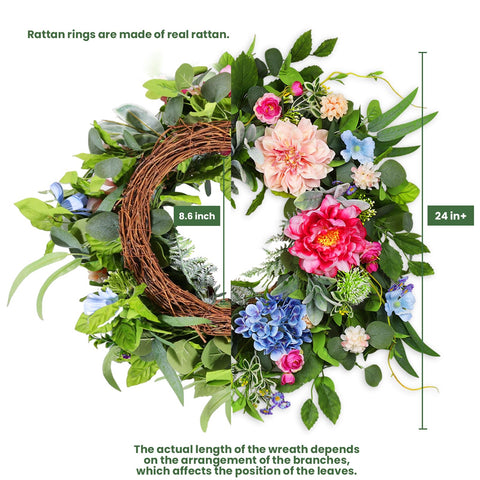 HEY BEKY 24-inch spring wreath in full shape for a fuller look