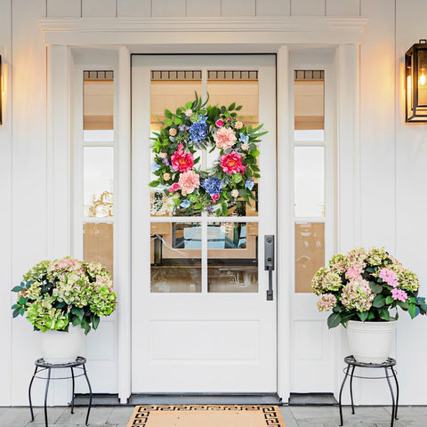 HEY BEKY 24-inch spring wreath handcrafted with artificial stems and lush foliage