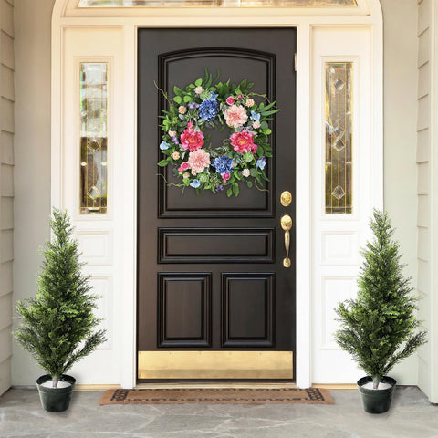 HEY BEKY 24-inch spring wreath featuring hydrangea and eucalyptus for fresh outdoor decor
