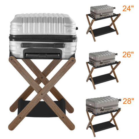 Heybly walnut luggage rack with 5 nylon straps minimizes swaying during use