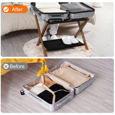 Heybly luggage rack is ideal for guest rooms and hotel spaces