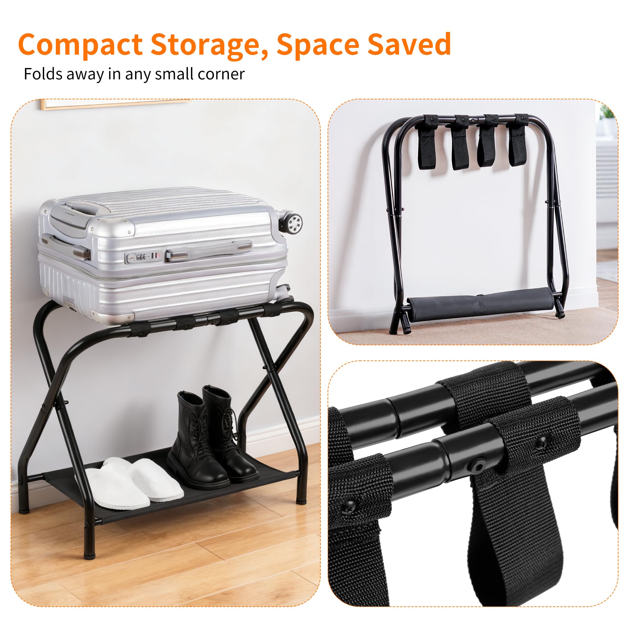 Heybly luggage rack steel frame showcases sturdy design for reliable luggage support.