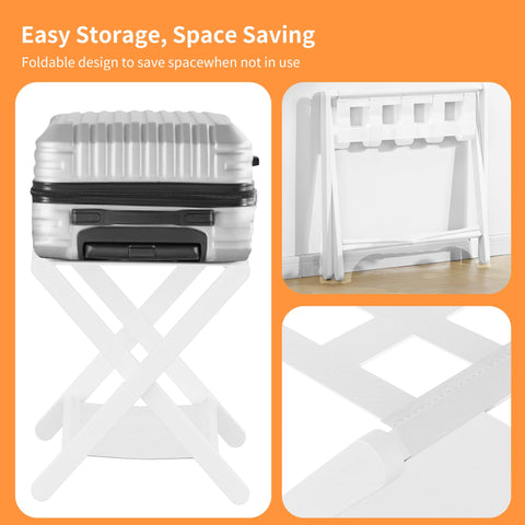 Heybly luggage rack storage shelf showing tote and shoes, doubles as extra storage