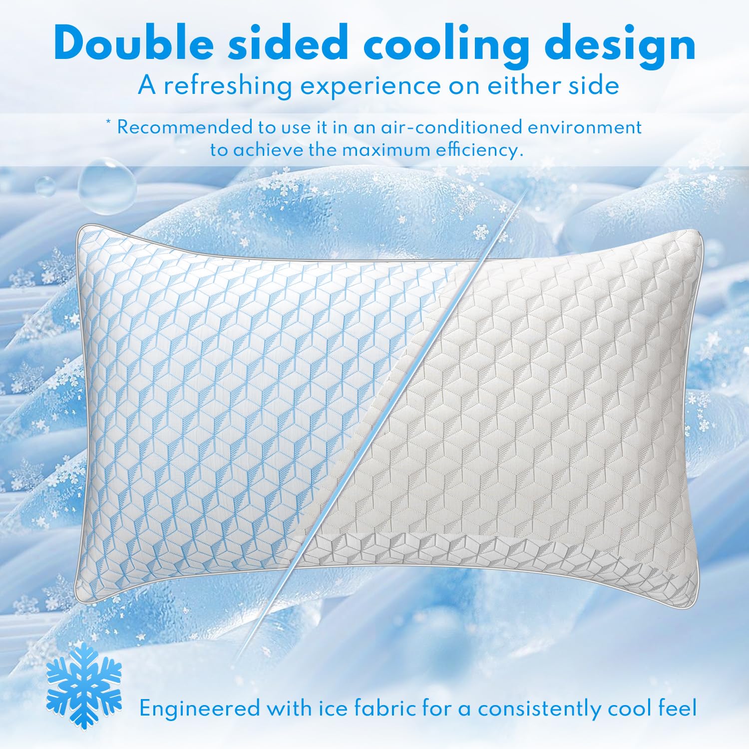 HEYCUZI queen cooling-fabric closeup highlighting breathable, temperature-regulating surface