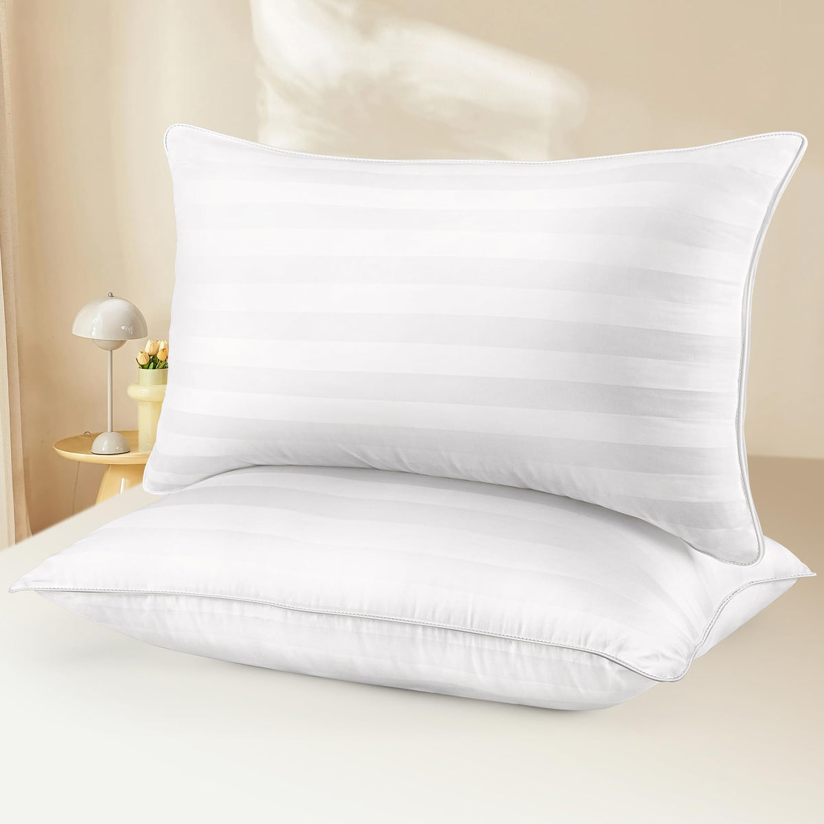 HEYCUZI King Size Pillow cover closeup shows cooling satin finish for comfortable sleep.
