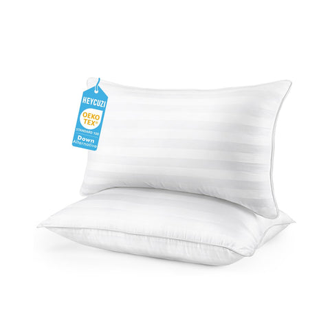HEYCUZI queen pillows with a soft-microfiber-cover offer breathable comfort for nightly use.