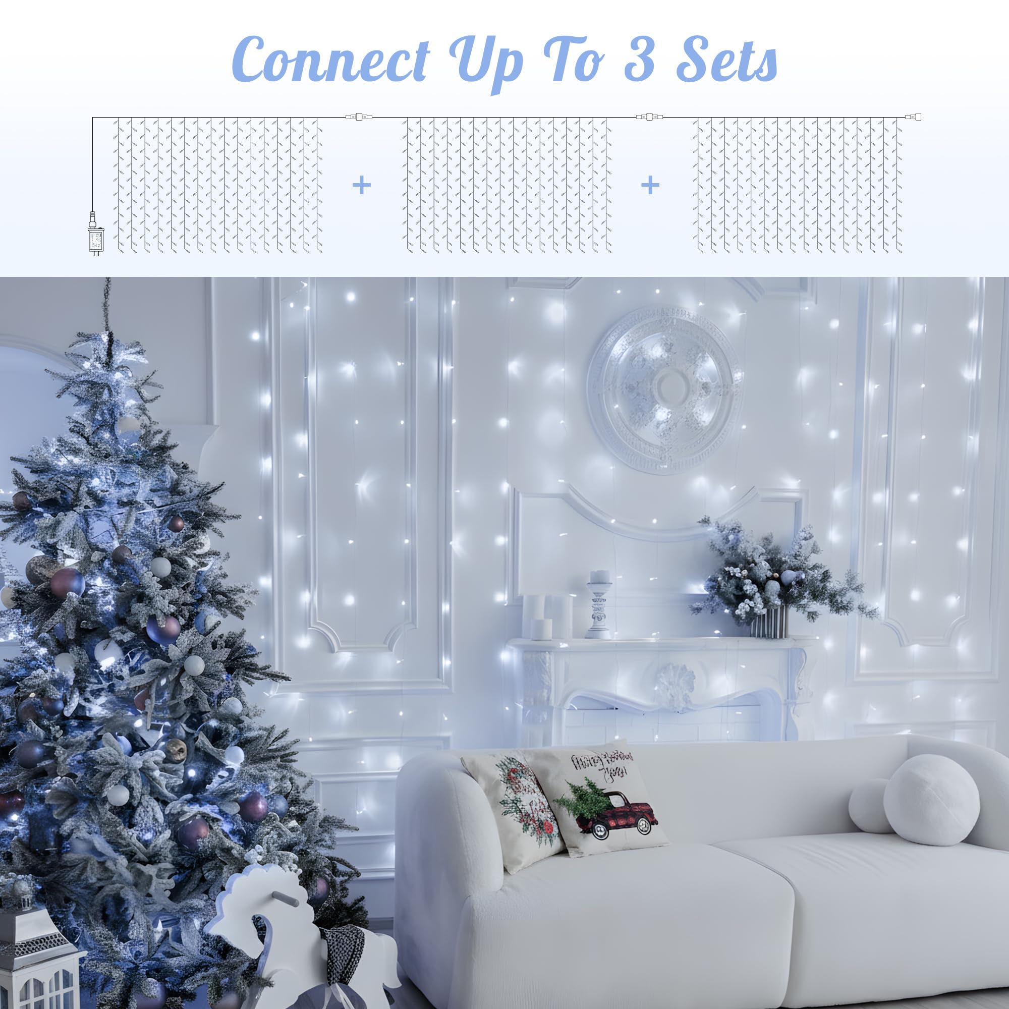 HEYFUNi 30V adapter powers the curtain lights safely and efficiently
