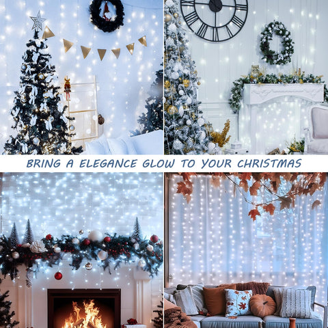 HEYFUNi curtain lights show connectable design for larger windows or backdrops