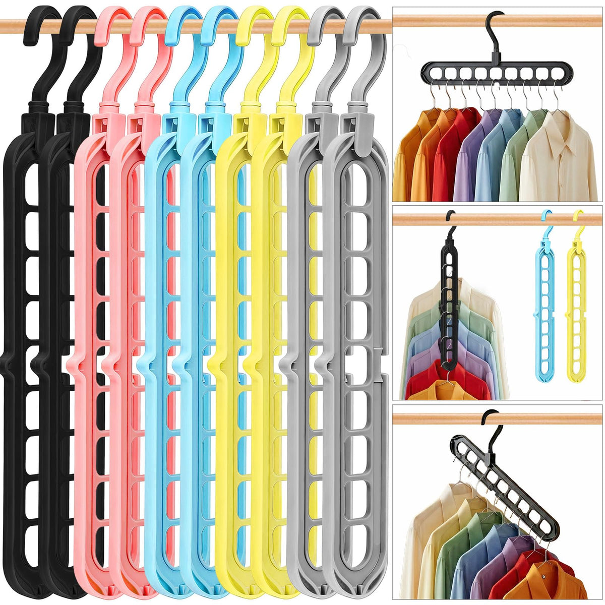 Heyhouse 9-hole hanger demonstrates space-saving closet organization
