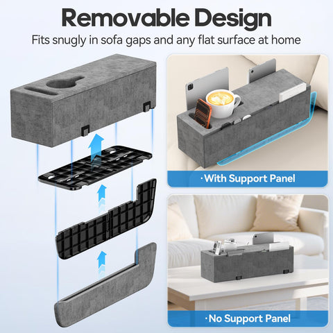 Heyife soft suede couch armrest caddy adds comfortable storage.