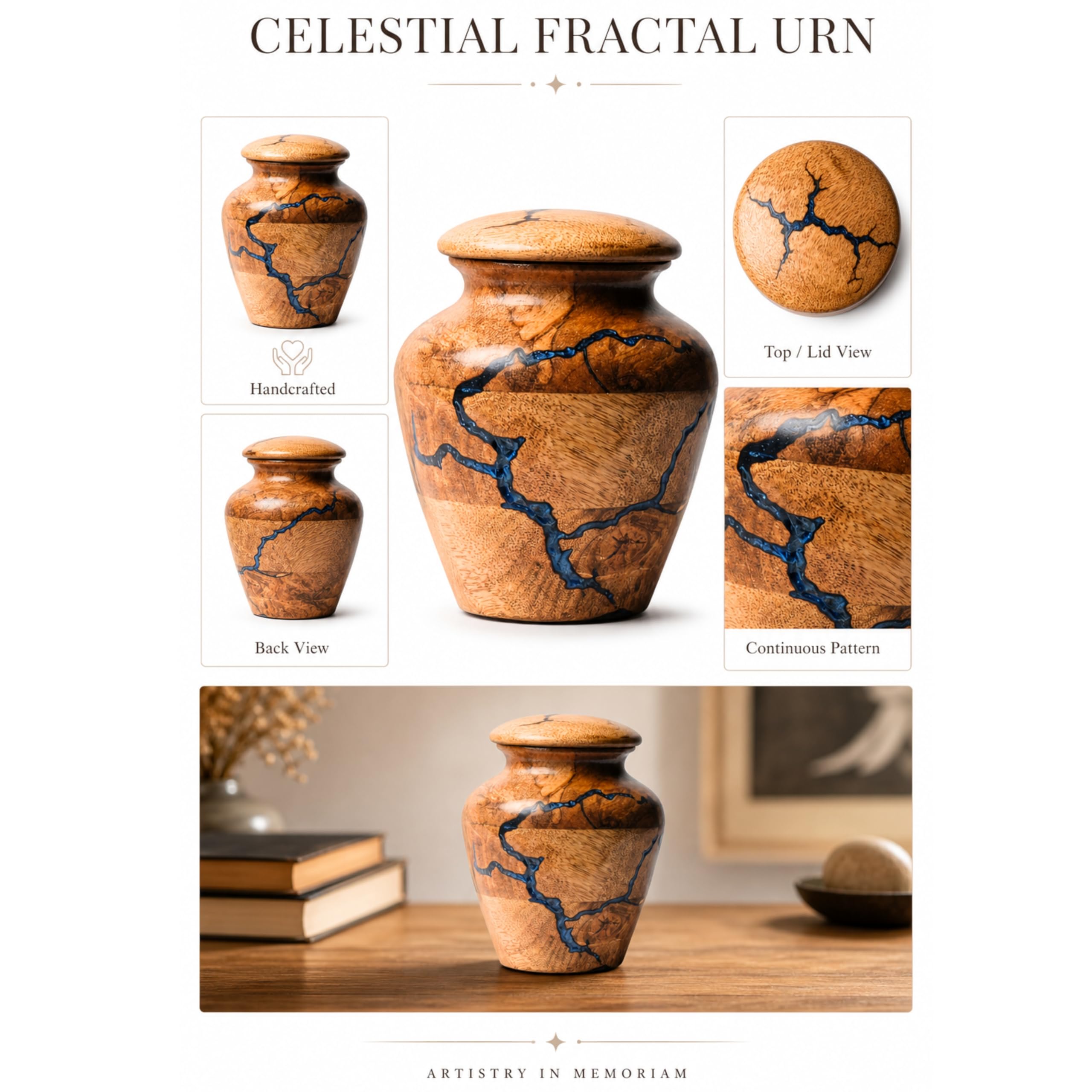 HEYTREND mango wood urn with natural finish complements both modern and traditional décor