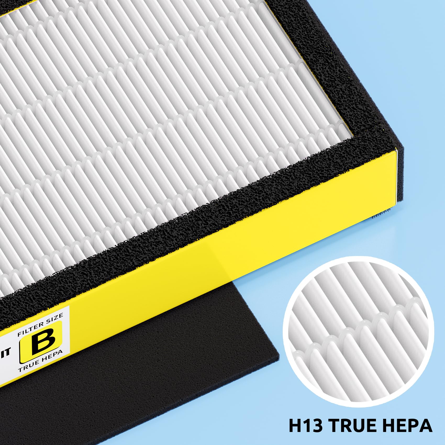 Activated carbon pre-filter absorbs cooking and smoke odors.