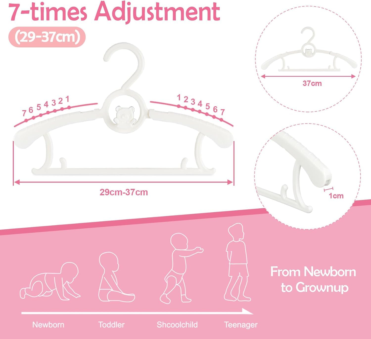 HGYZE Baby Hangers adjustable 11-14 inches for newborns to adults