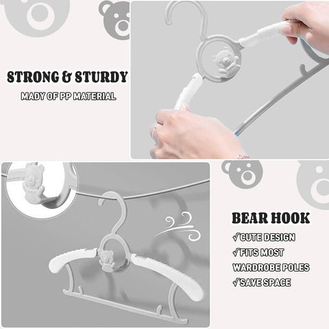 20-piece grey HGYZE hanger set ready for baby wardrobe sorting