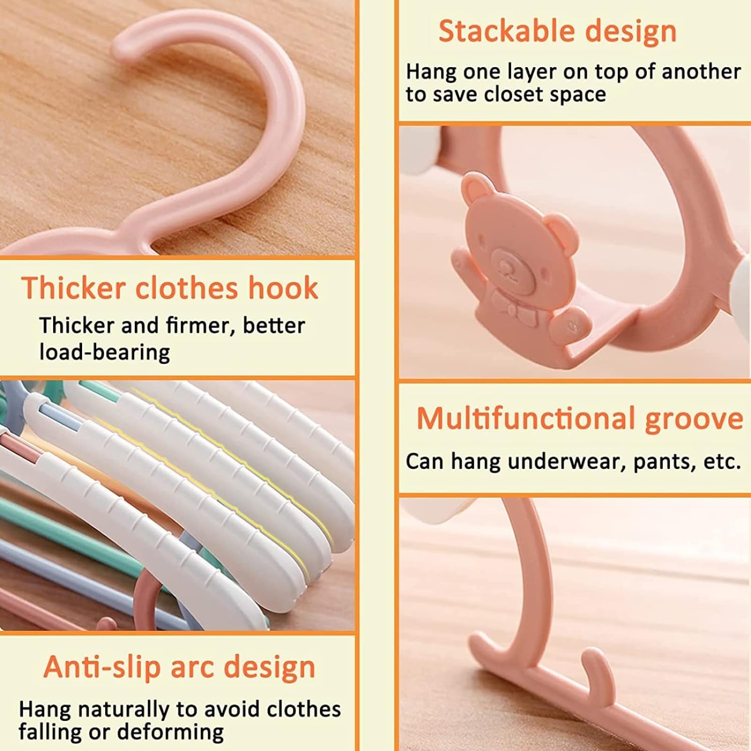 HGYZE Baby Hangers stackable bear hook keeps outfits together
