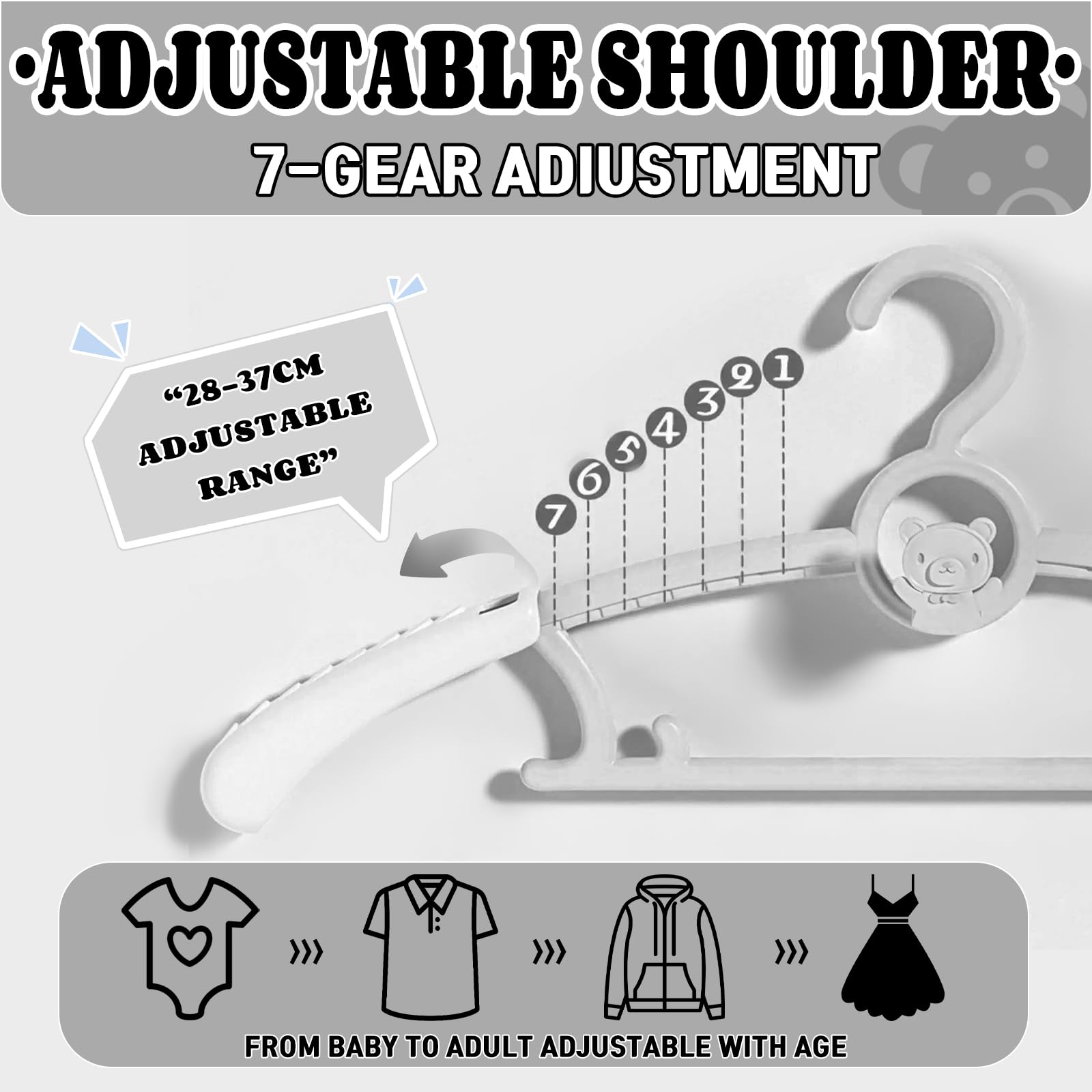 Stackable HGYZE hangers demonstrating space-saving closet organization