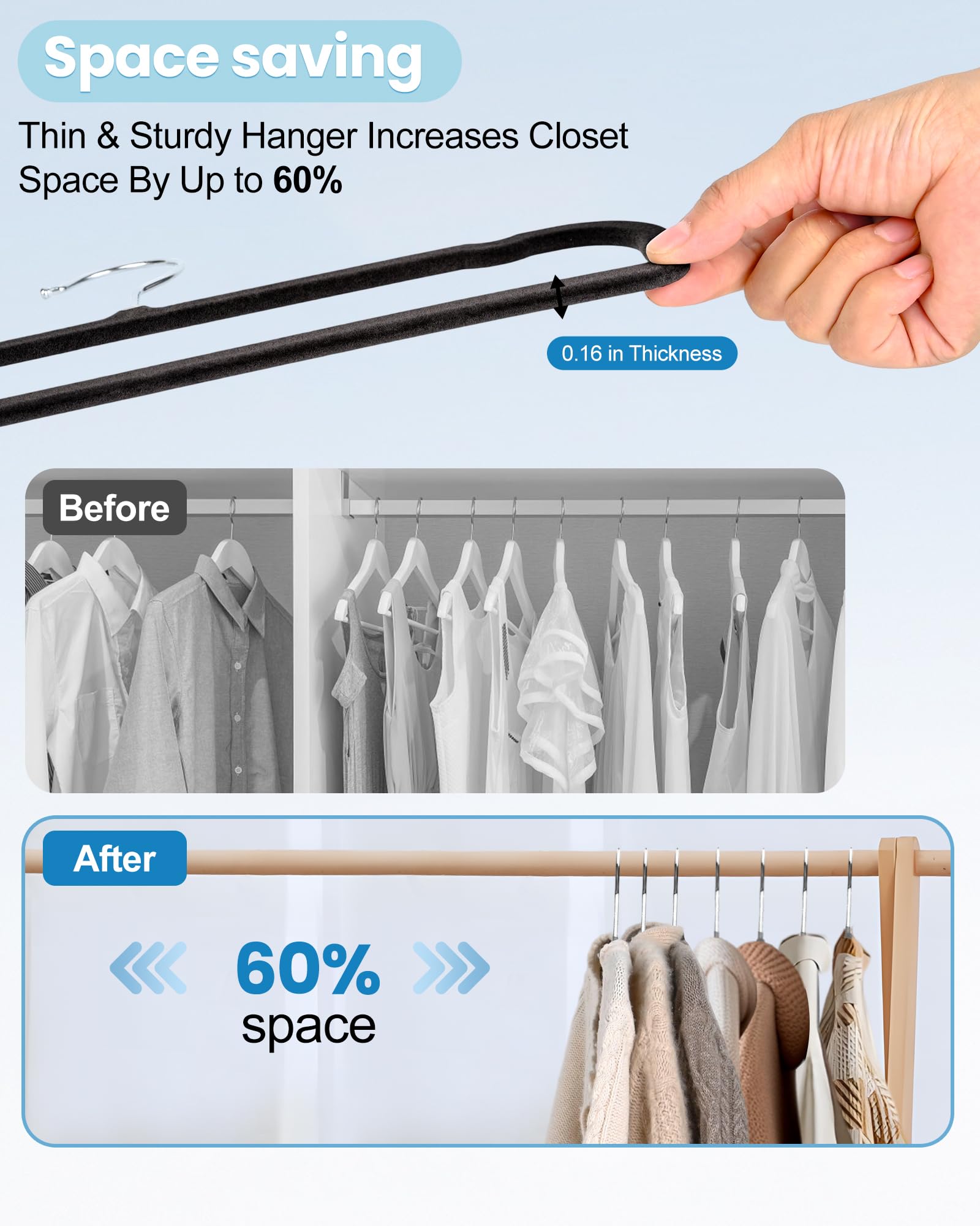 HGYZE velvet hanger protects delicate fabrics like silk or satin