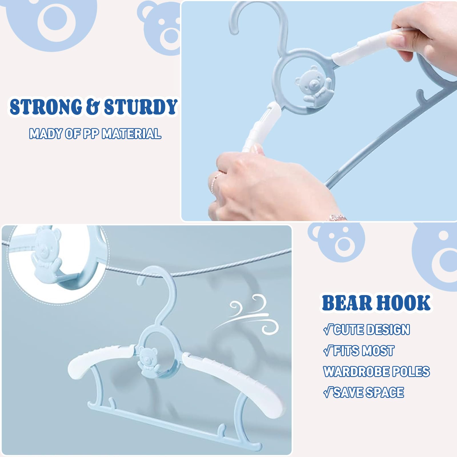 HGYZE childrens hangers side hooks keep clothes in place