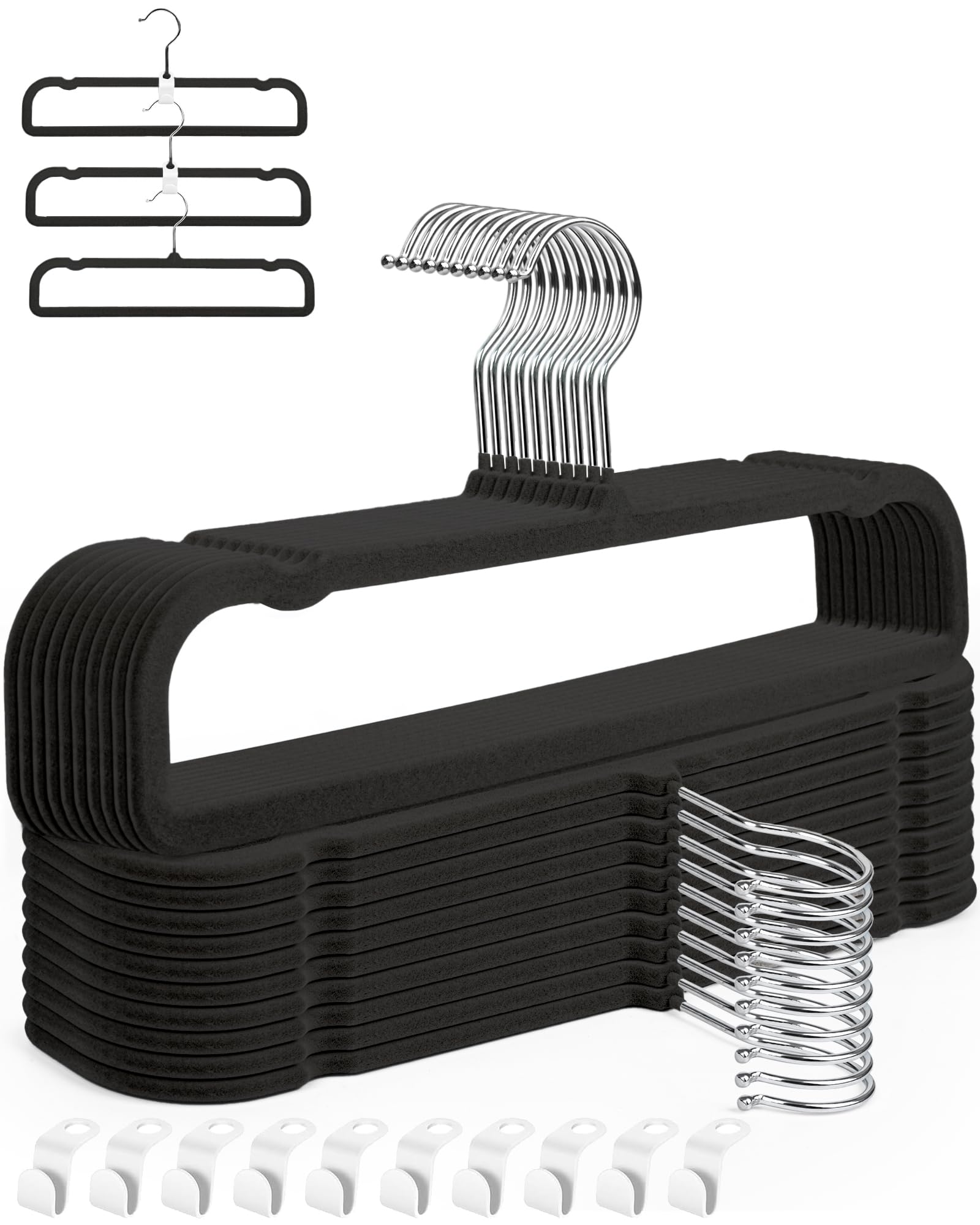 HGYZE velvet pants hanger with non-slip bar keeps pants in place