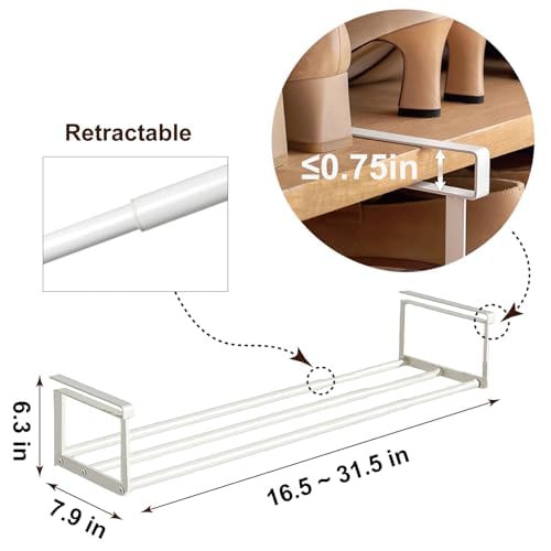 HGZBS Expandable Shoe Rack adjustable-length feature for snug fit.