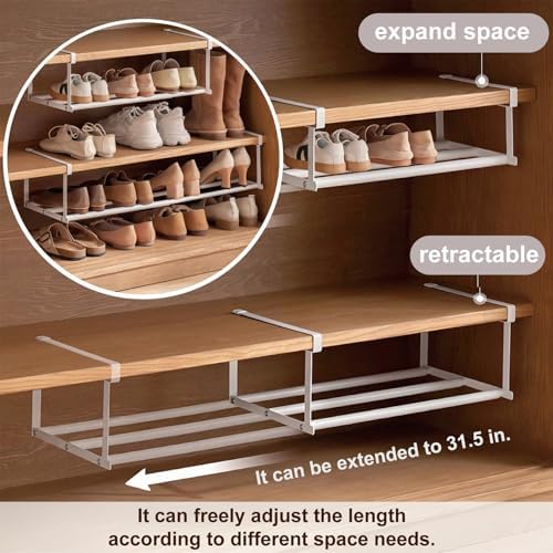 HGZBS Expandable Shoe Rack durable stainless steel construction resists corrosion.