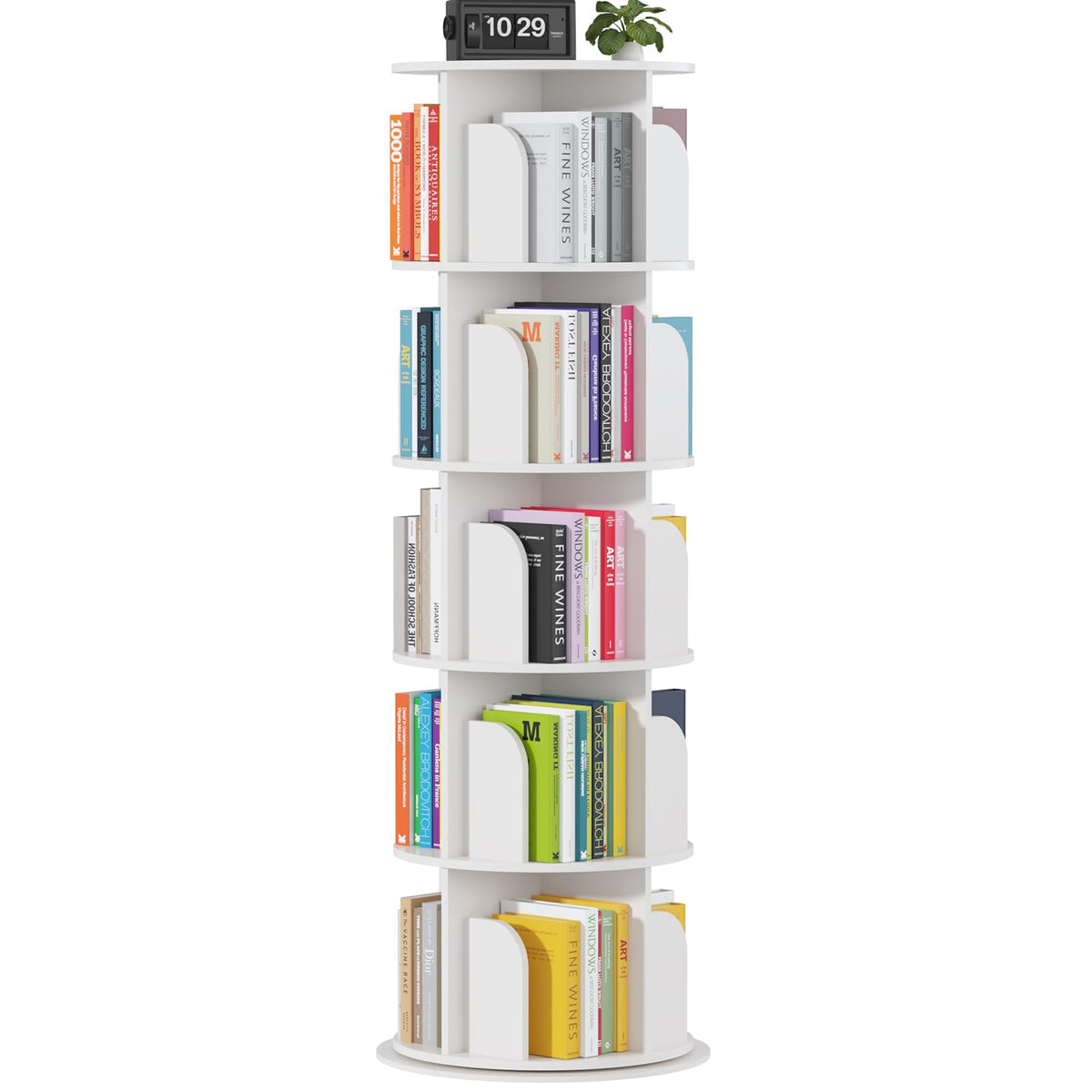 hhgrapehh rotating bookshelf 5-tier for compact spaces