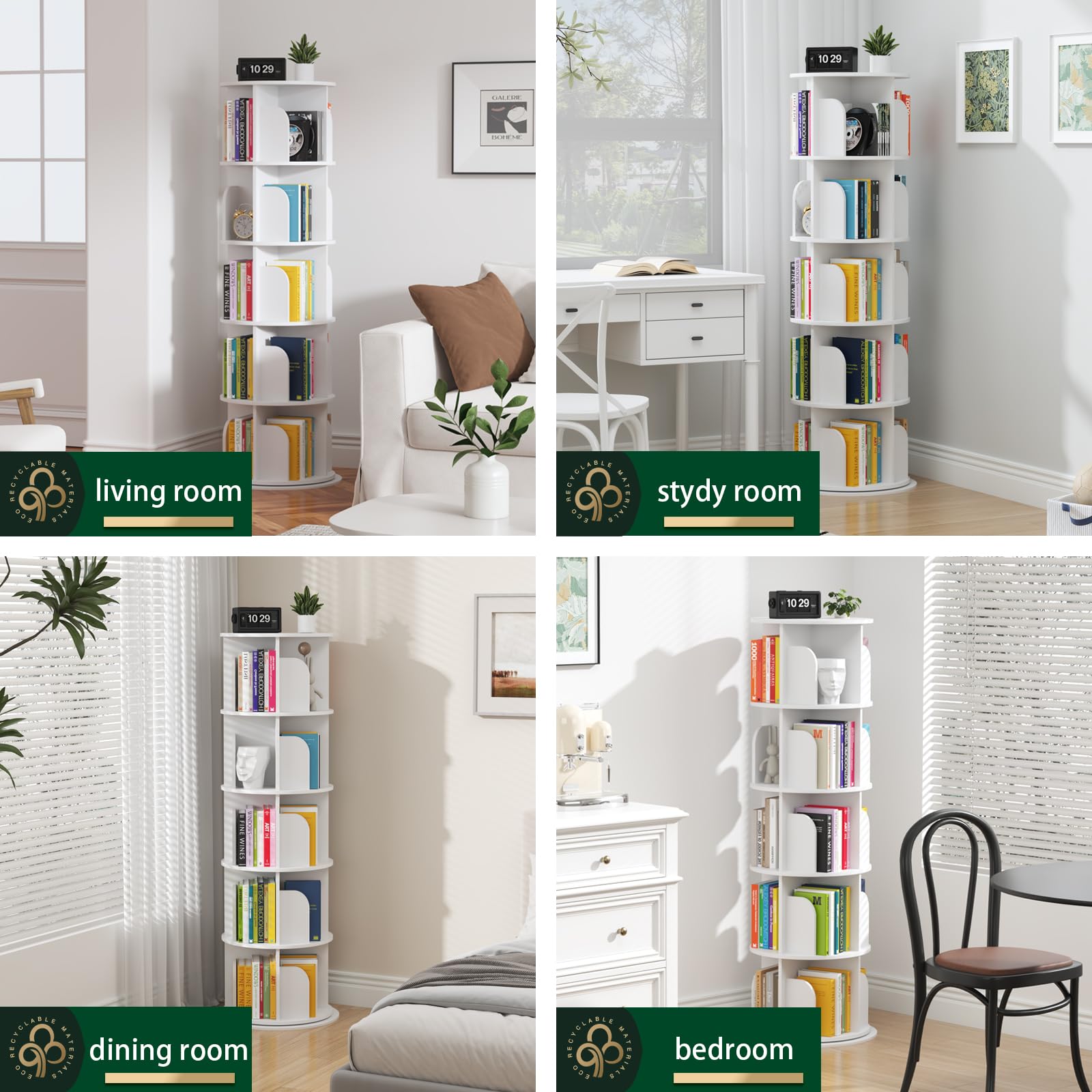 hhgrapehh vertical turning storage shelf showcases books and decor