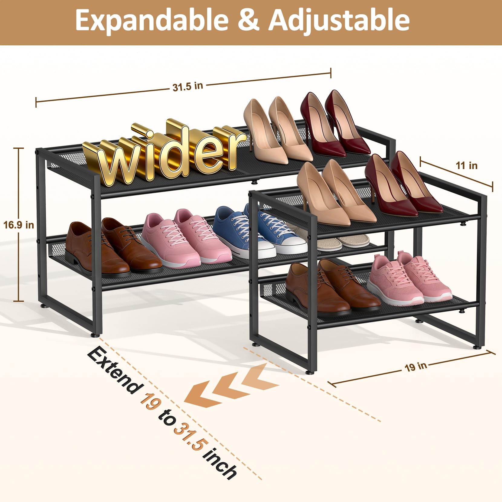 HHOKEM sturdy mesh grid holds high heels securely