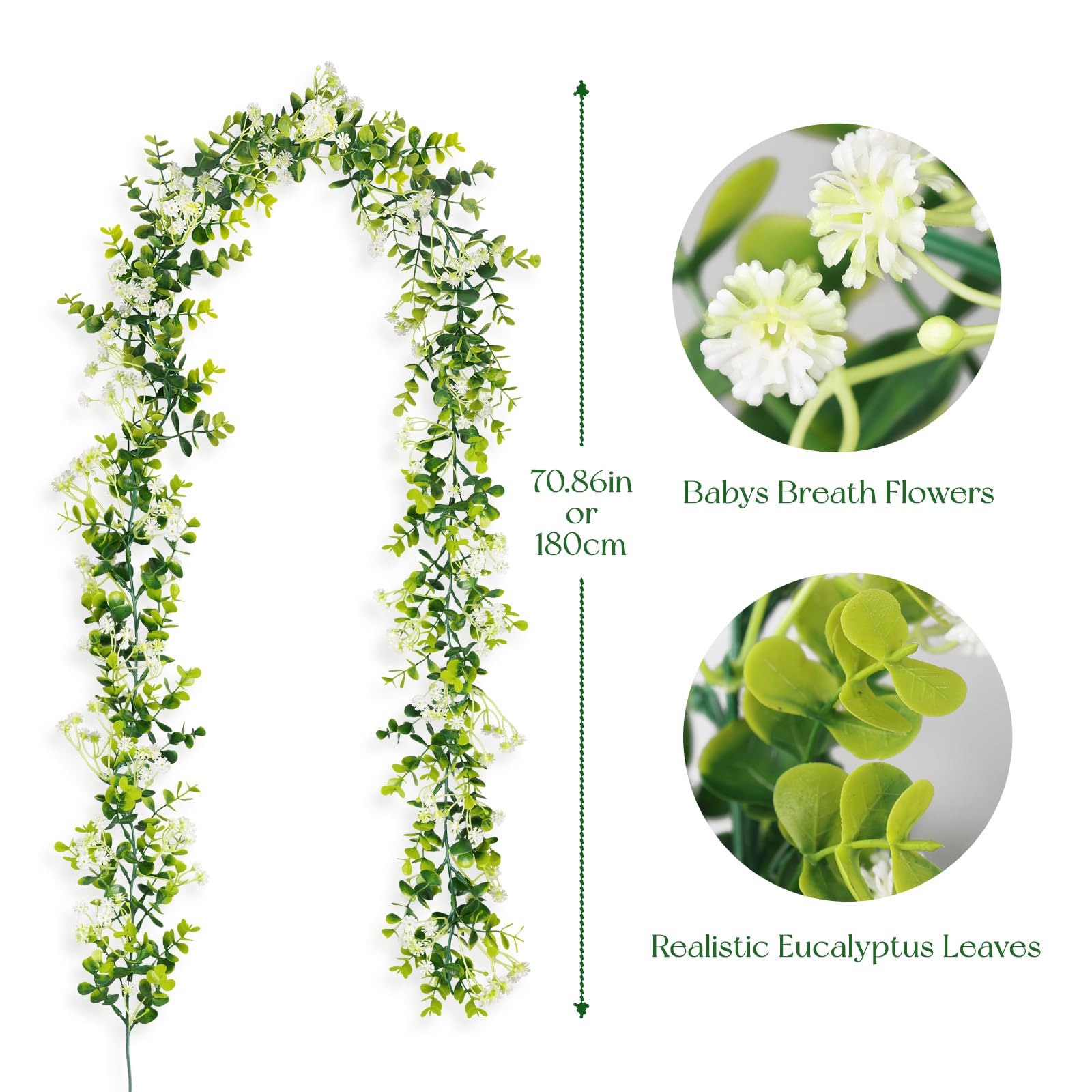 HIAGROW 4-pack greenery garland bundle ideal for DIY arrangements.