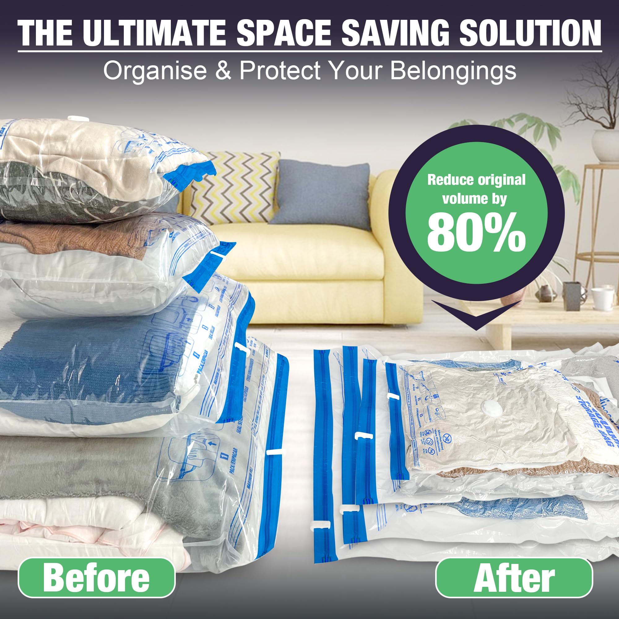 HIBAG 15 Jumbo Vacuum Bags support clutter-free home storage