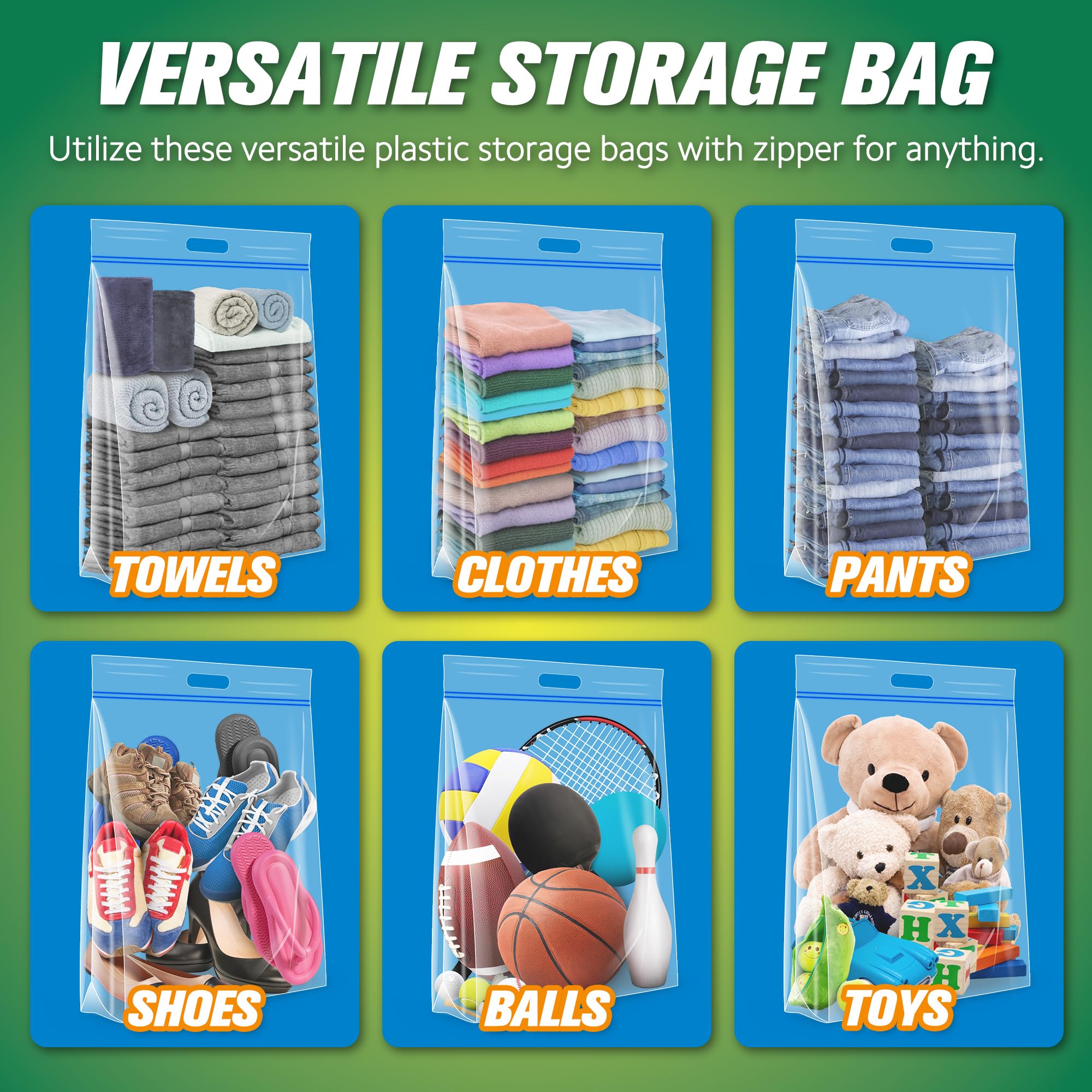 HIBAG 5mil-thick material ensures sturdy storage of bulky items.