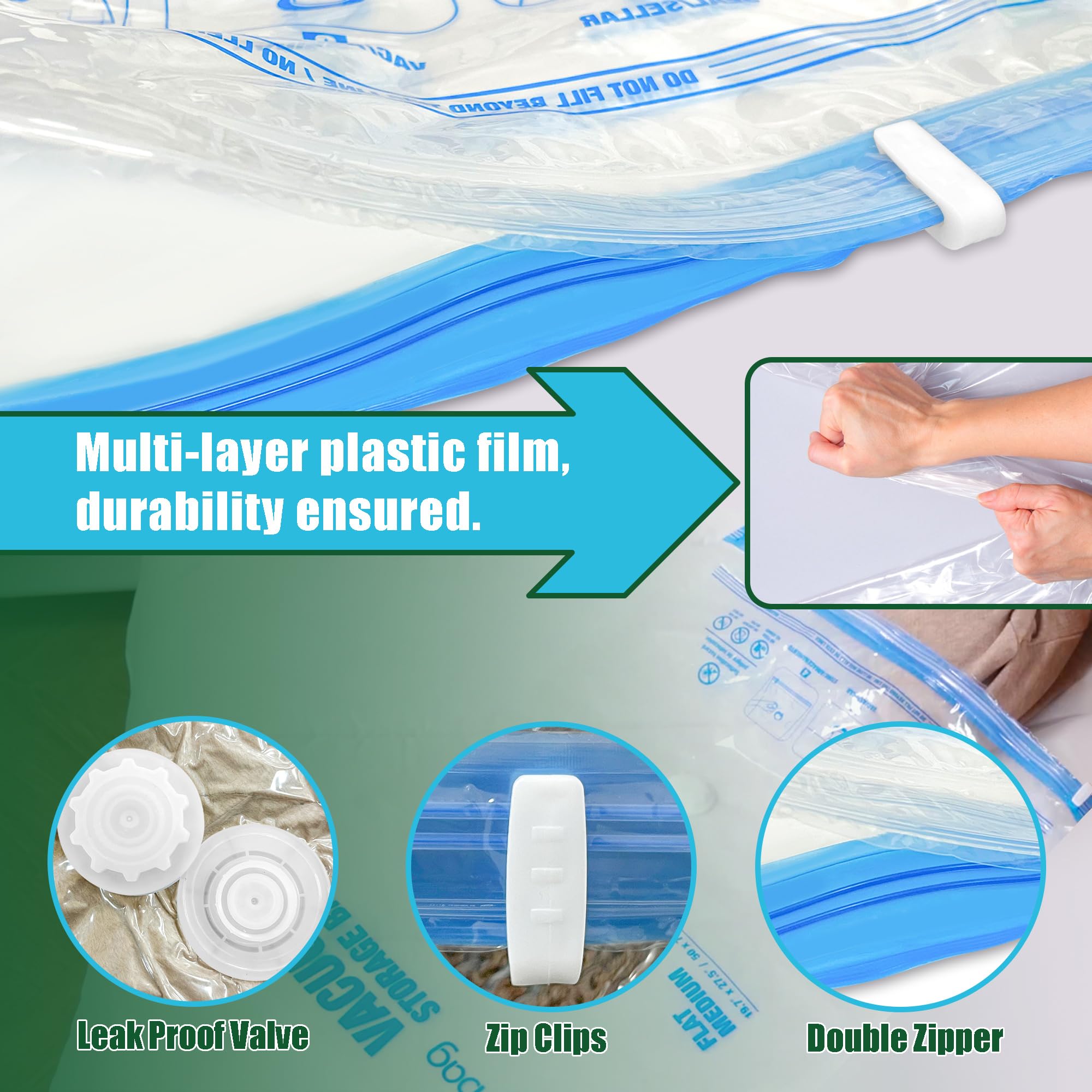 HIBAG included hand pump is ready for quick at-home or travel use.