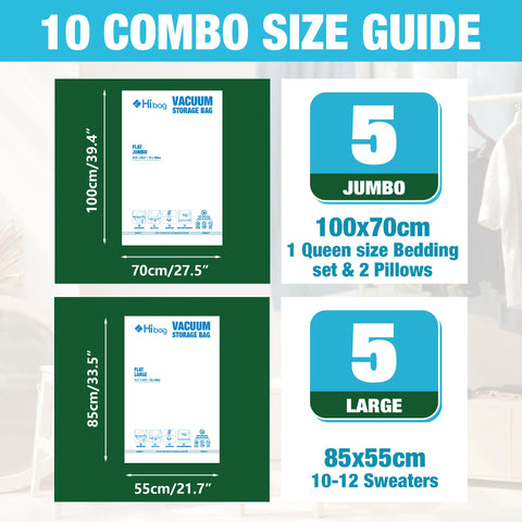 HIBAG jumbo vacuum storage bags in use with a coat to reduce bulk.