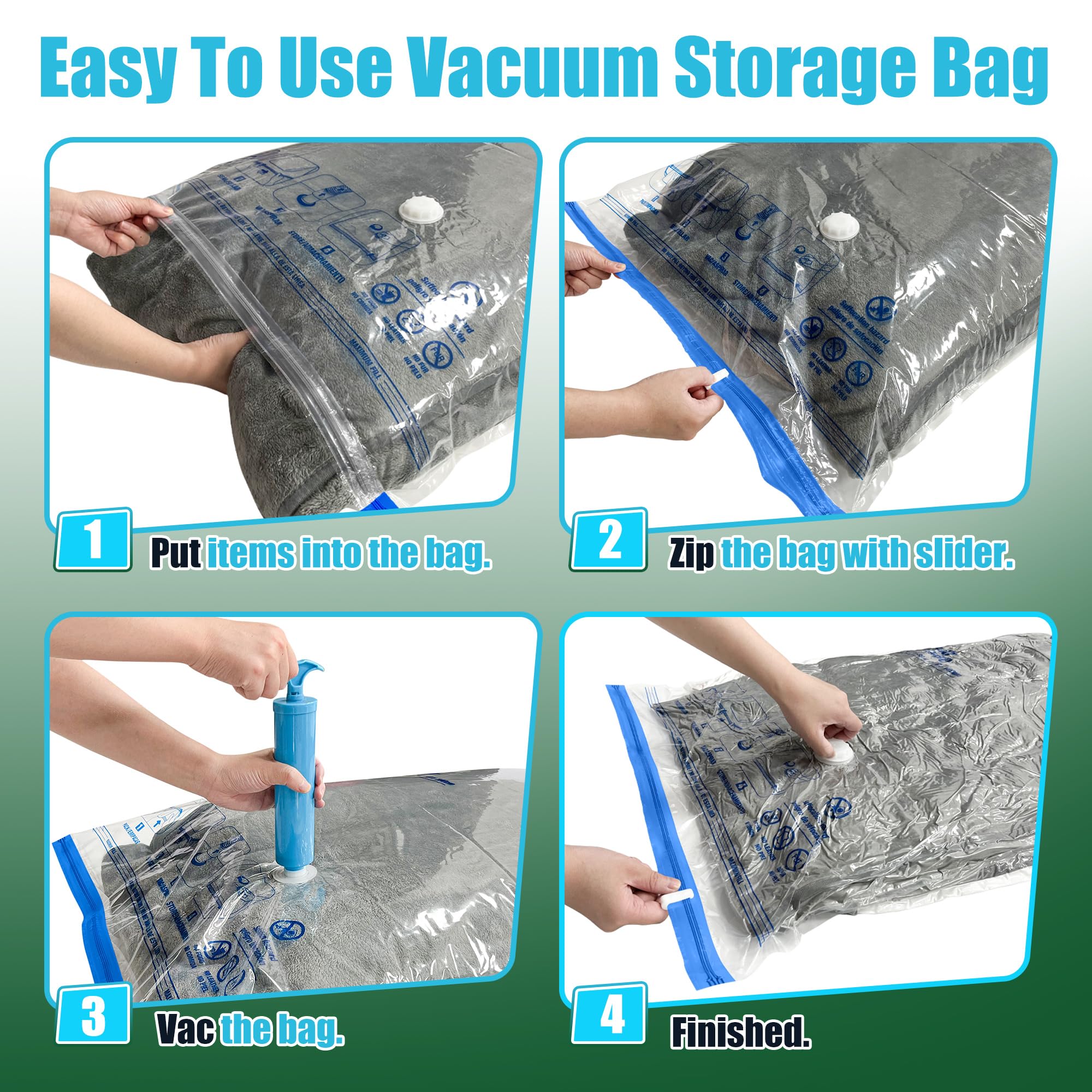 HIBAG large vacuum storage bags with bedding stay tidy and protected during storage.