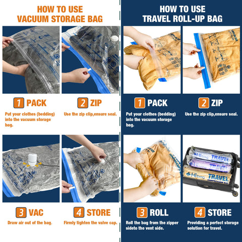 HIBAG bedding compression bags shrink quilts and pillows for organized storage
