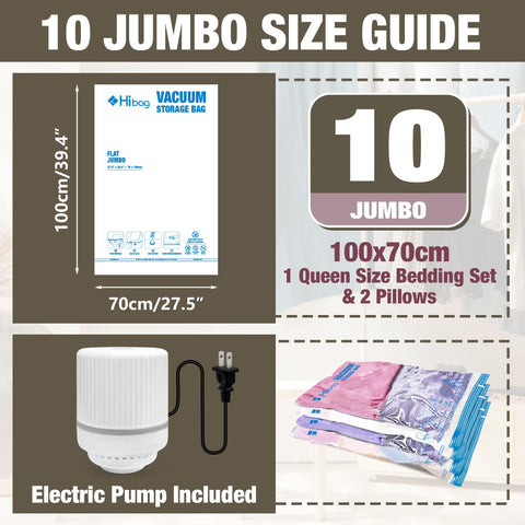 HIBAG vacuum bags compress clothes to maximize wardrobe storage.