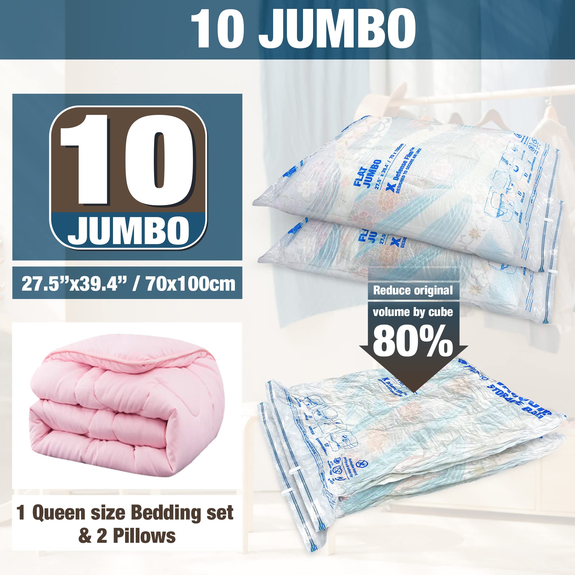 HIBAG vacuum bags turbo valve expels air efficiently.